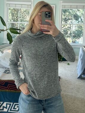 Cozy Heather Gray Cowl Neck Women's Sweater